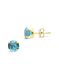Sterling Silver 7mm Aquamarine CZ Stud Earrings