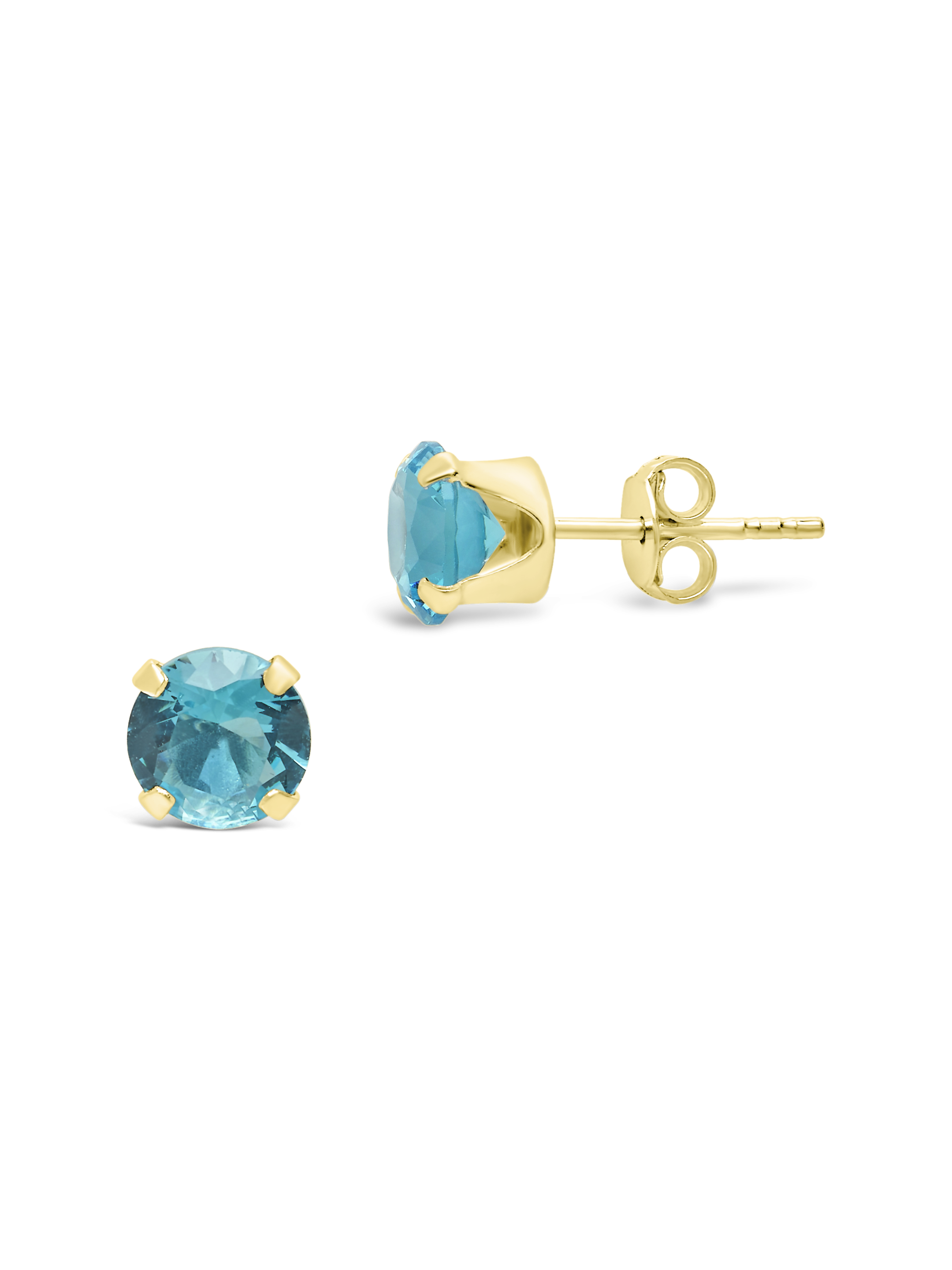 Sterling Silver 7mm Aquamarine CZ Stud Earrings