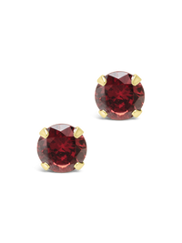 Sterling Silver 7mm Garnet CZ Stud Earrings