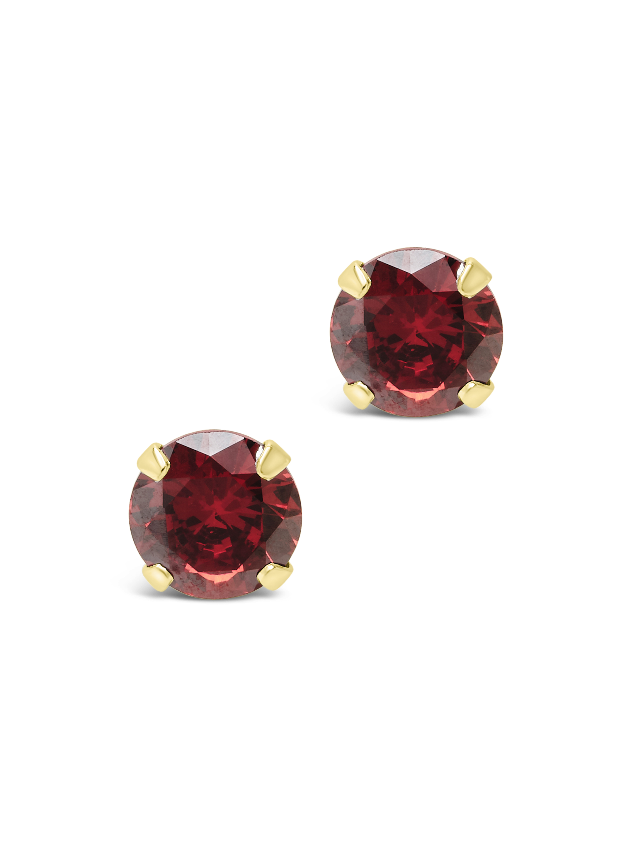 Sterling Silver 7mm Garnet CZ Stud Earrings