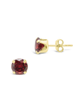 Sterling Silver 7mm Garnet CZ Stud Earrings