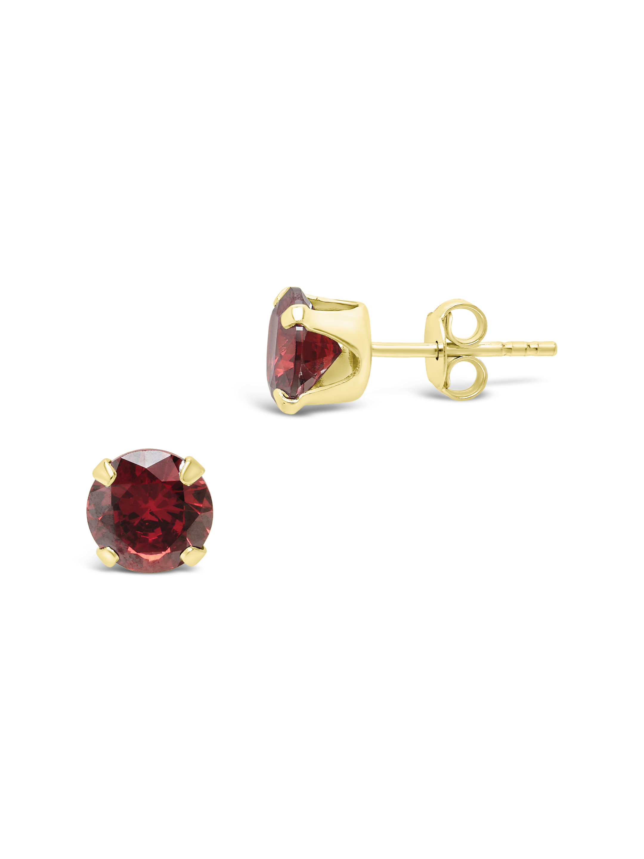 Sterling Silver 7mm Garnet CZ Stud Earrings