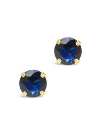 Sterling Silver 7mm Sapphire CZ Stud Earrings