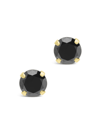 Sterling Silver 7mm Black CZ Stud Earrings
