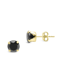 Sterling Silver 7mm Black CZ Stud Earrings
