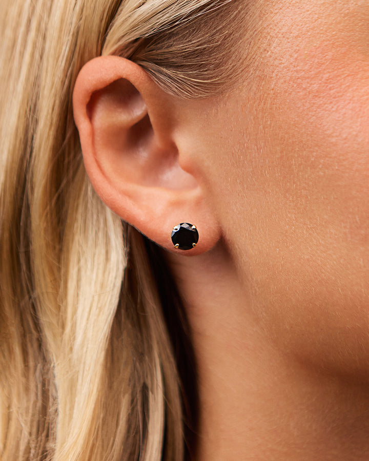 Sterling Silver 7mm Black CZ Stud Earrings