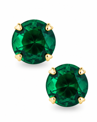 Sterling Silver 7mm Emerald CZ Stud Earrings