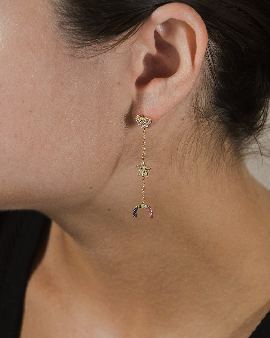 Sterling Silver Fai CZ Charm Dangle Earrings