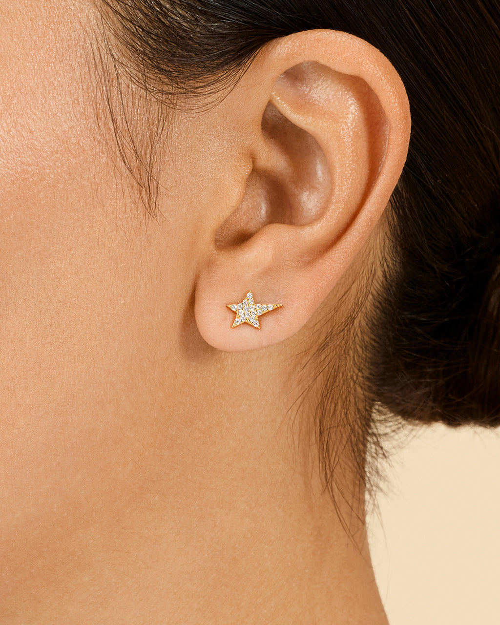 Sterling Silver CZ Star Stud Earrings