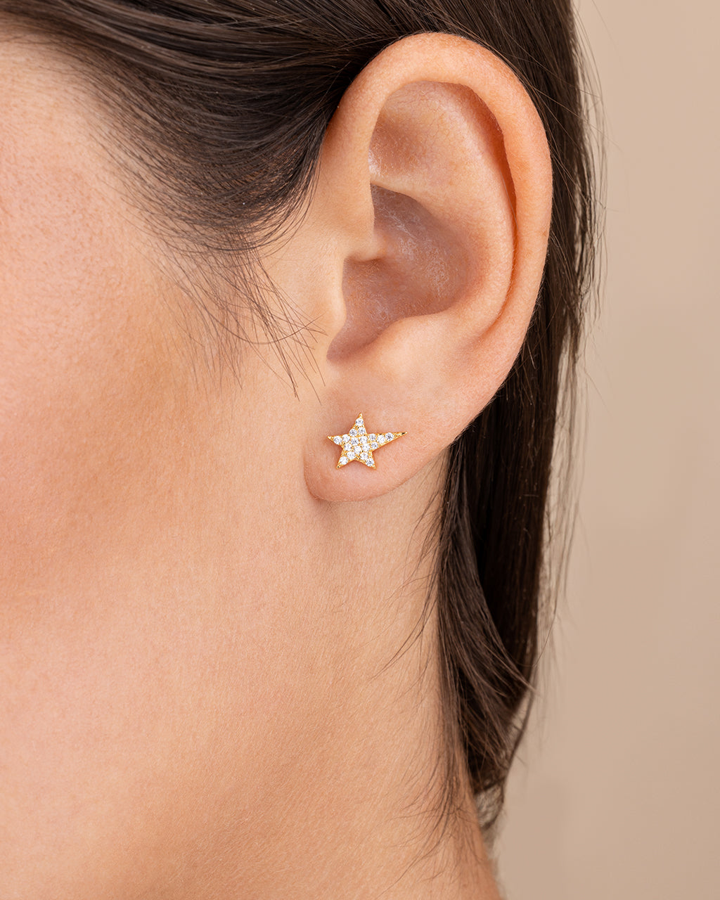 Sterling Silver CZ Star Stud Earrings