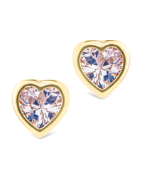 Sterling Silver Bezel Set CZ Heart Studs