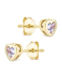 Sterling Silver Bezel Set CZ Heart Studs