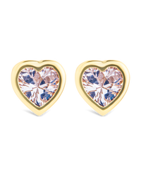 Sterling Silver Bezel Set CZ Heart Studs