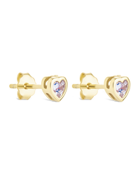 Sterling Silver Bezel Set CZ Heart Studs