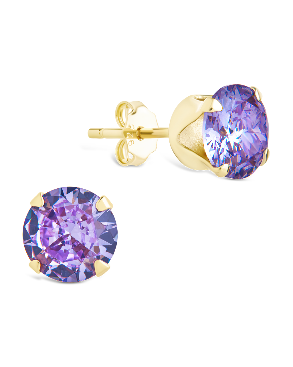 Sterling Silver 7mm Periwinkle CZ Stud Earrings