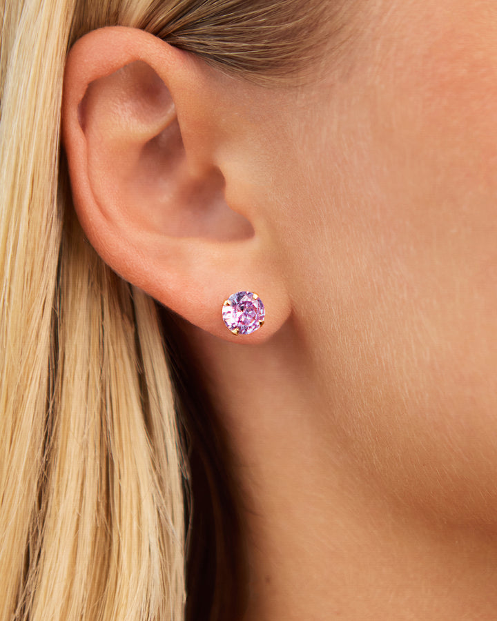Sterling Silver 7mm Periwinkle CZ Stud Earrings