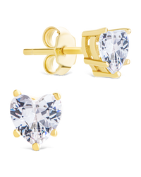 Sterling Silver 5mm Heart CZ Stud Earrings