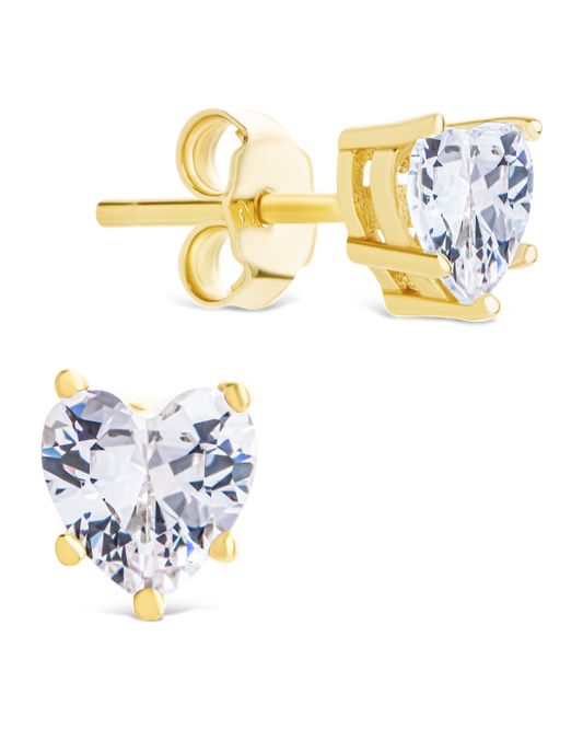 Sterling Silver 5mm Heart CZ Stud Earrings