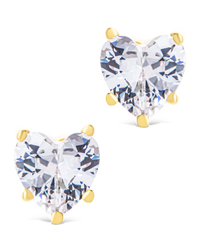 Sterling Silver 5mm Heart CZ Stud Earrings