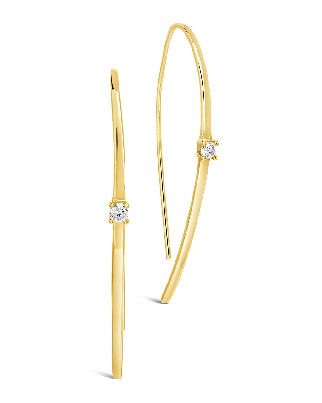 Sterling Silver CZ Studded Threader Earrings - Sterling Forever