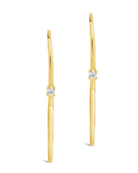 Sterling Silver CZ Studded Threader Earrings - Sterling Forever
