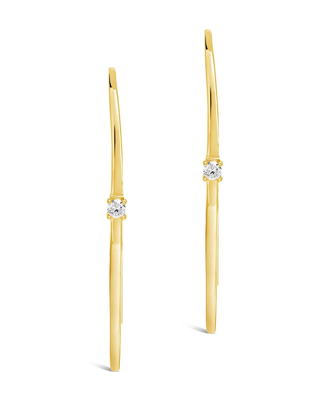 Sterling Silver CZ Studded Threader Earrings - Sterling Forever