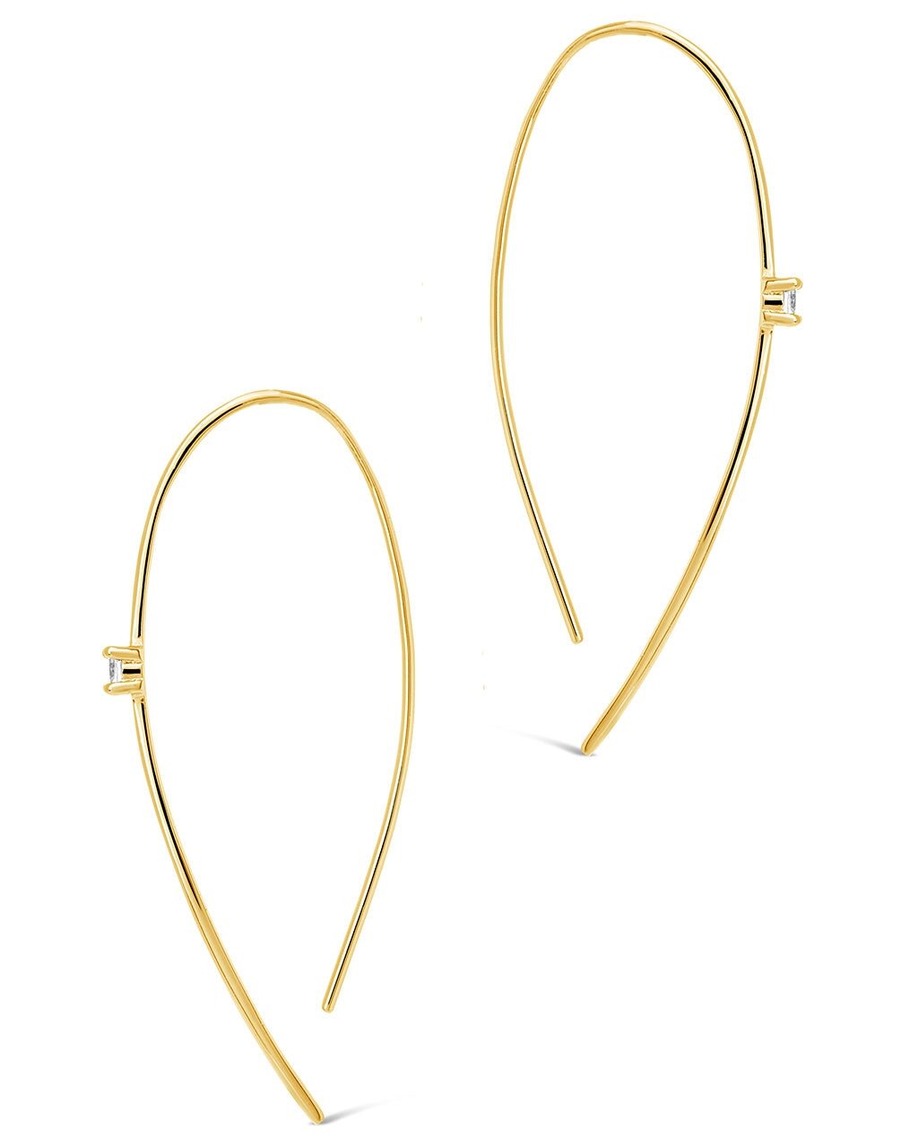 Sterling Silver CZ Studded Threader Earrings - Sterling Forever