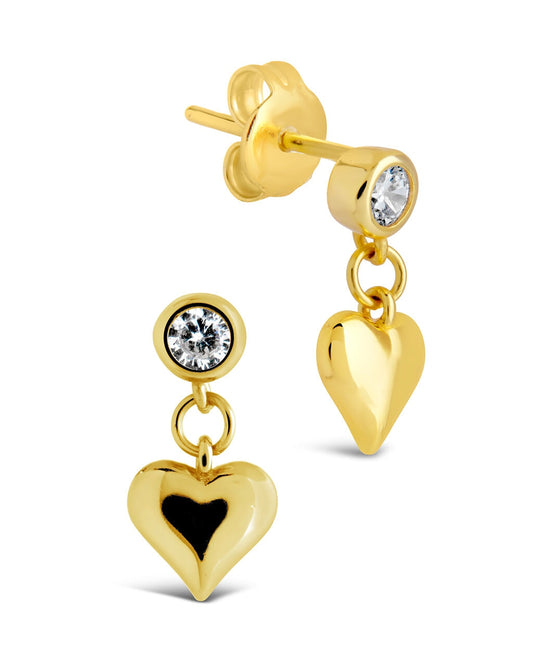 Luna Heart & CZ Studs Earring Sterling Forever Gold 