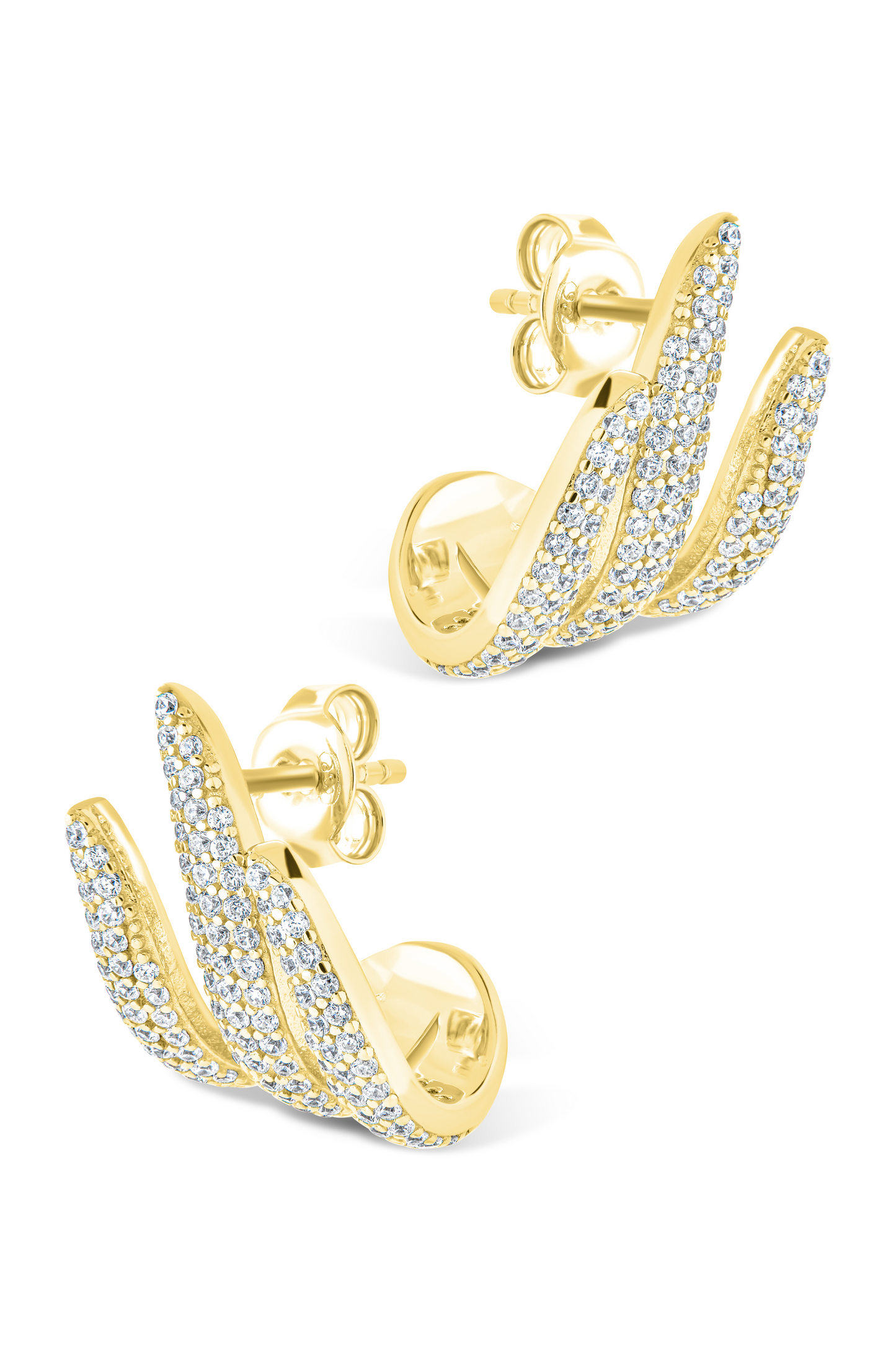 Sterling Silver Parker CZ Claw Huggie Studs