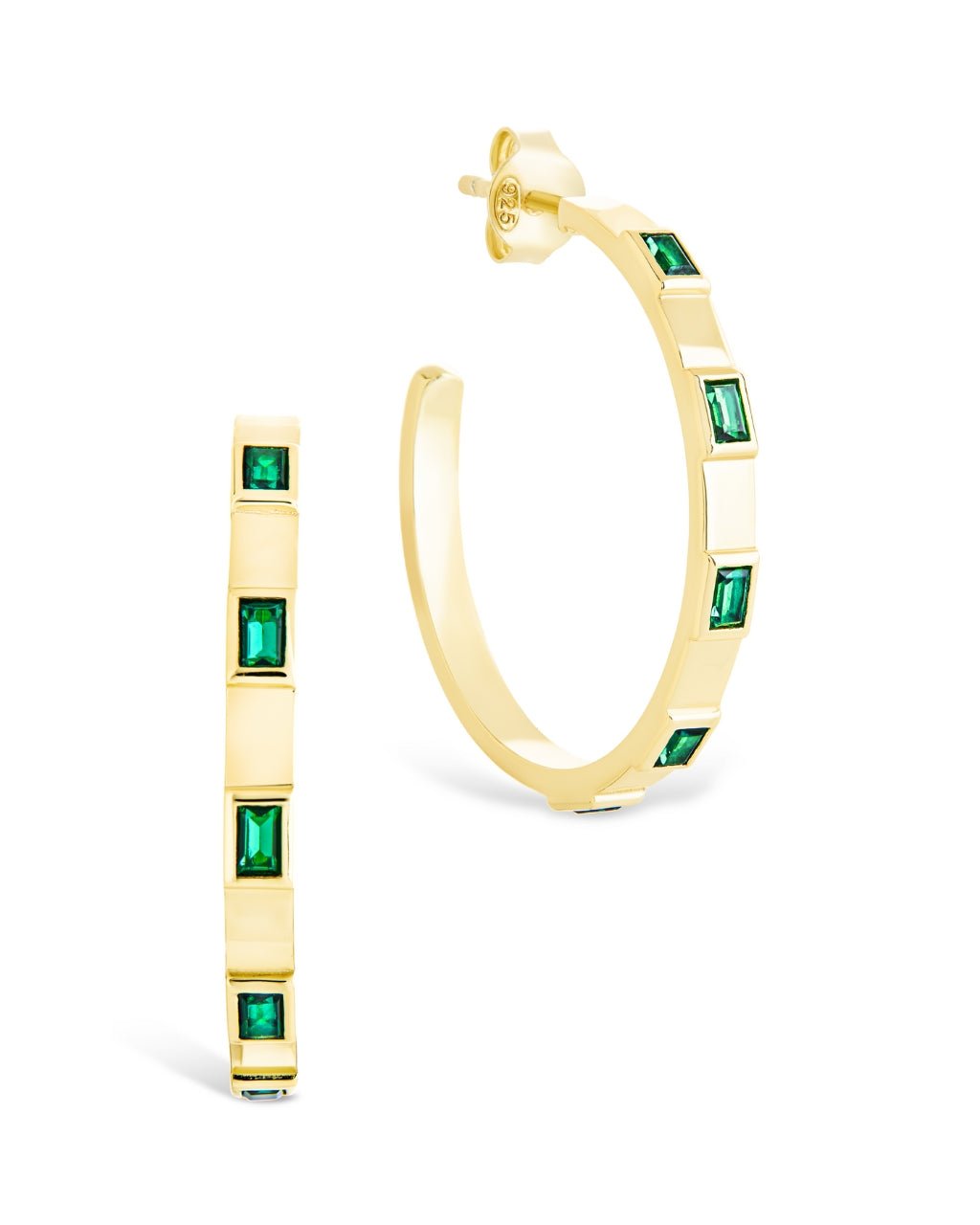 Sterling Silver Asher Flat Polished Hoops - Sterling Forever