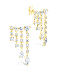 Sterling Silver Adrian CZ Waterfall Statement Studs - Sterling Forever