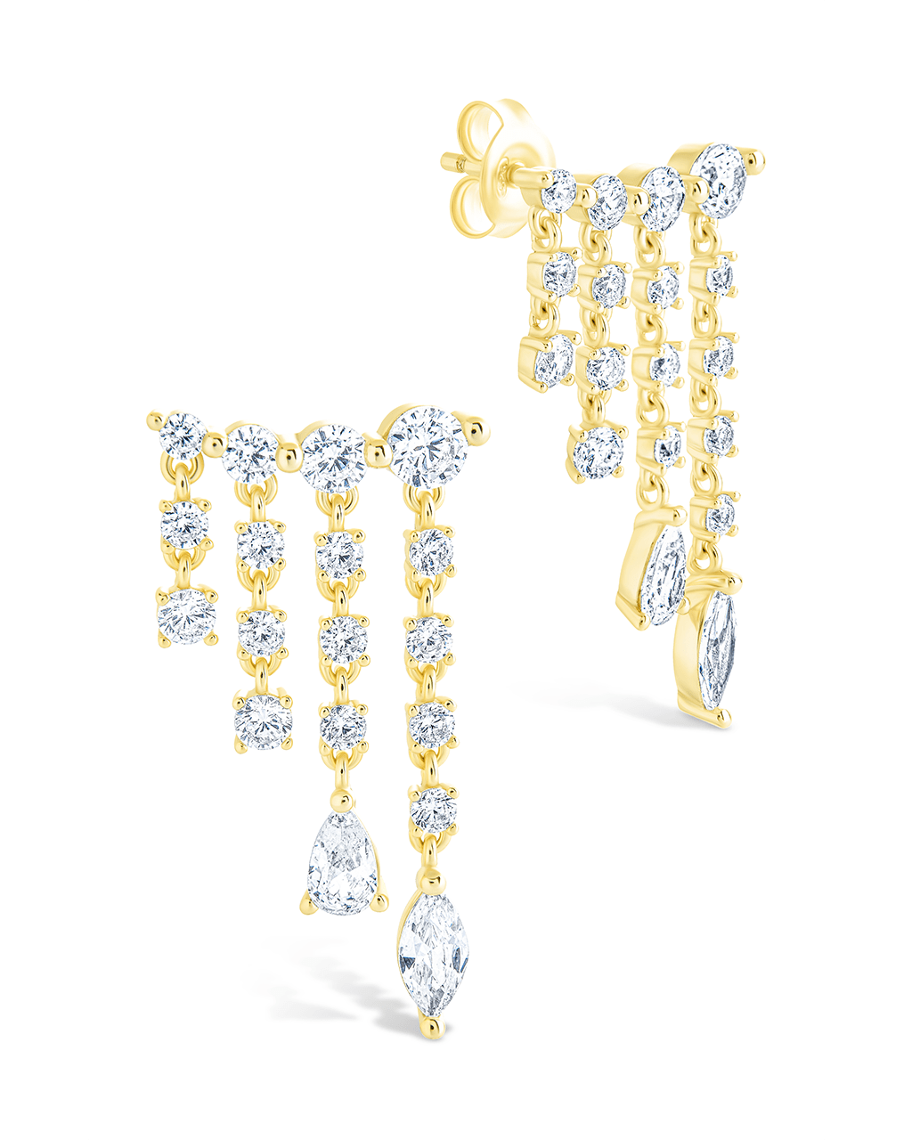 Sterling Silver Adrian CZ Waterfall Statement Studs - Sterling Forever