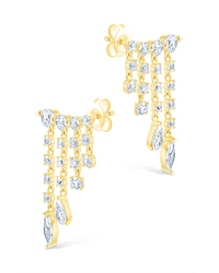 Sterling Silver Adrian CZ Waterfall Statement Studs - Sterling Forever