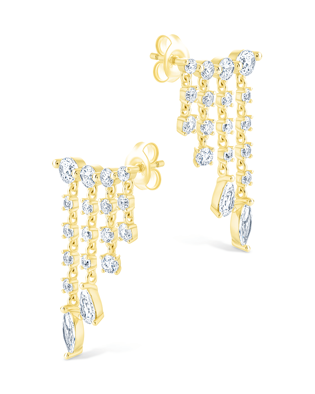Sterling Silver Adrian CZ Waterfall Statement Studs - Sterling Forever