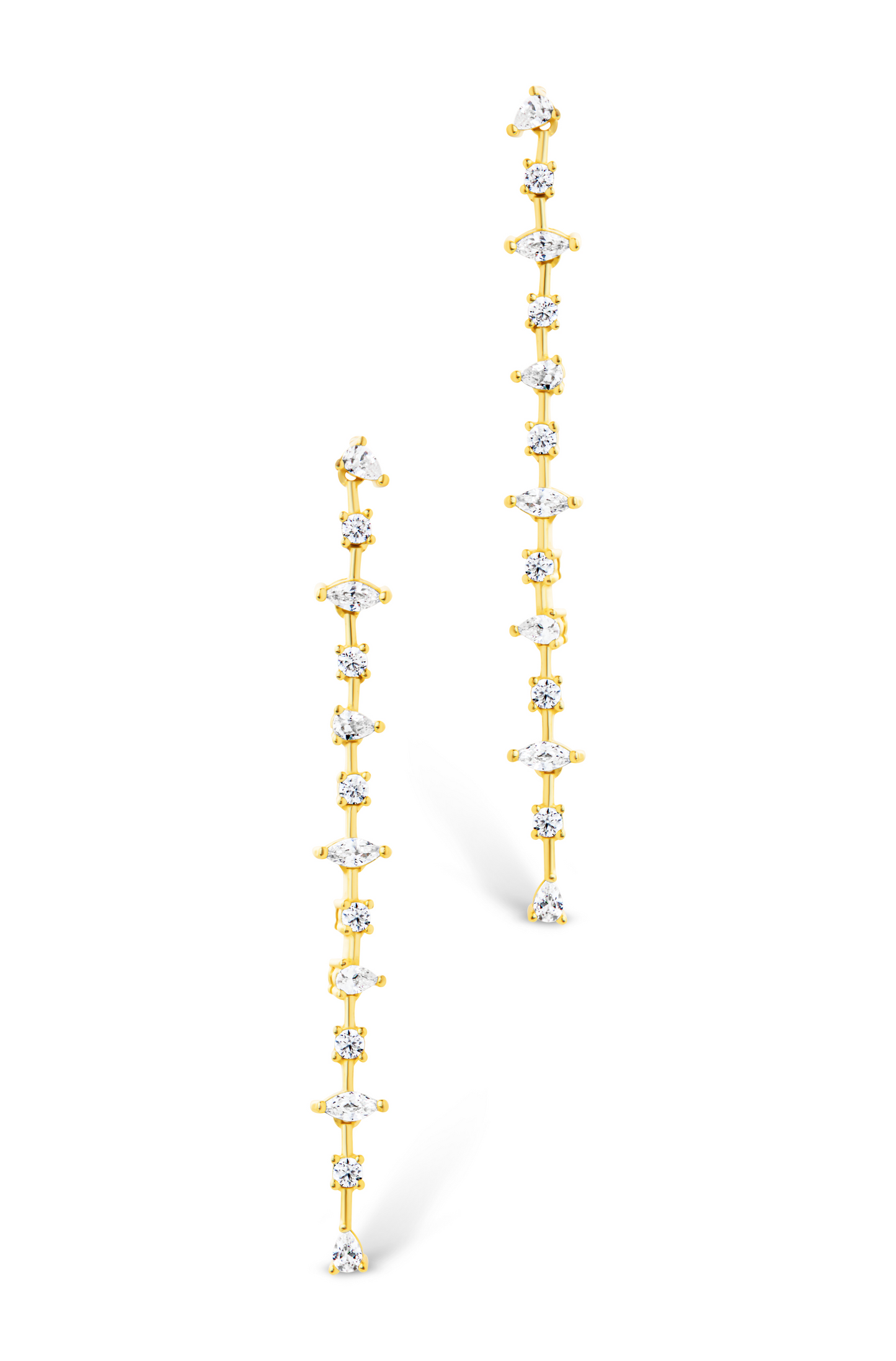 Sterling Silver Chastin Stationed CZ Dangle Stud Earrings