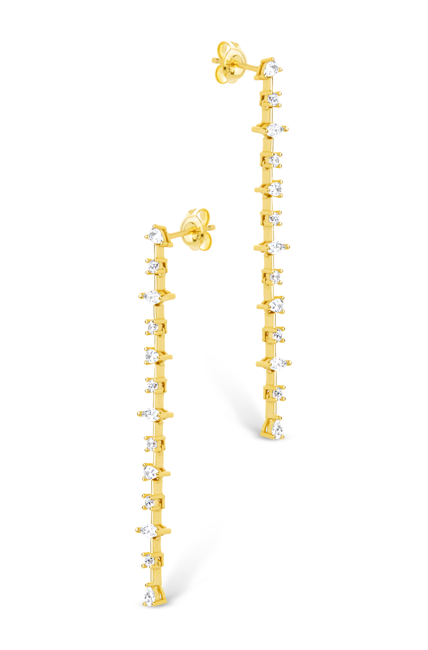 Sterling Silver Chastin Stationed CZ Dangle Stud Earrings