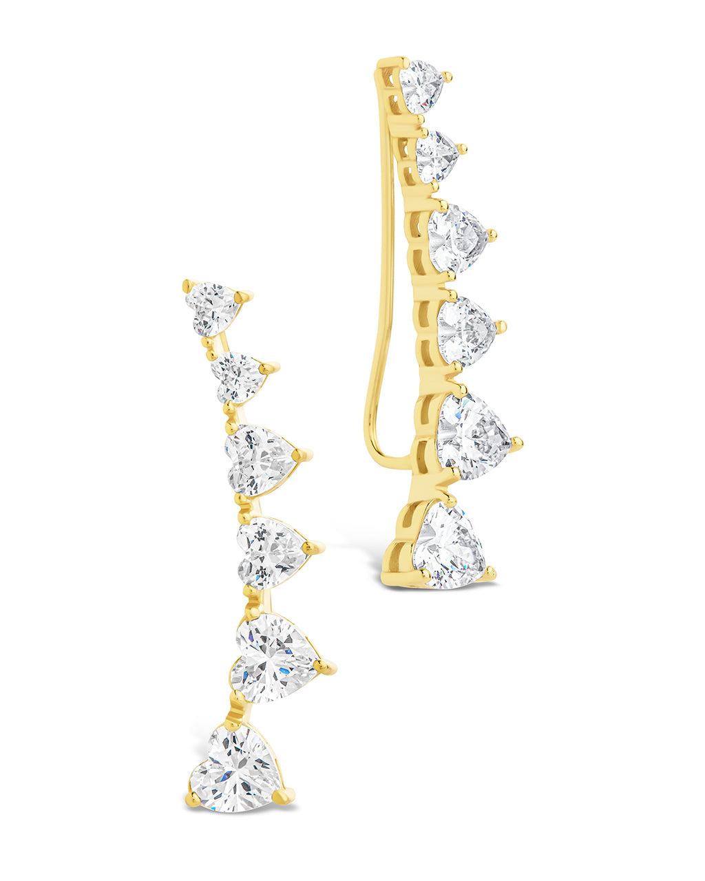 Sterling Silver Jillian CZ Heart Crawler Studs