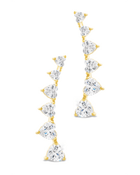 Sterling Silver Jillian CZ Heart Crawler Studs - Sterling Forever