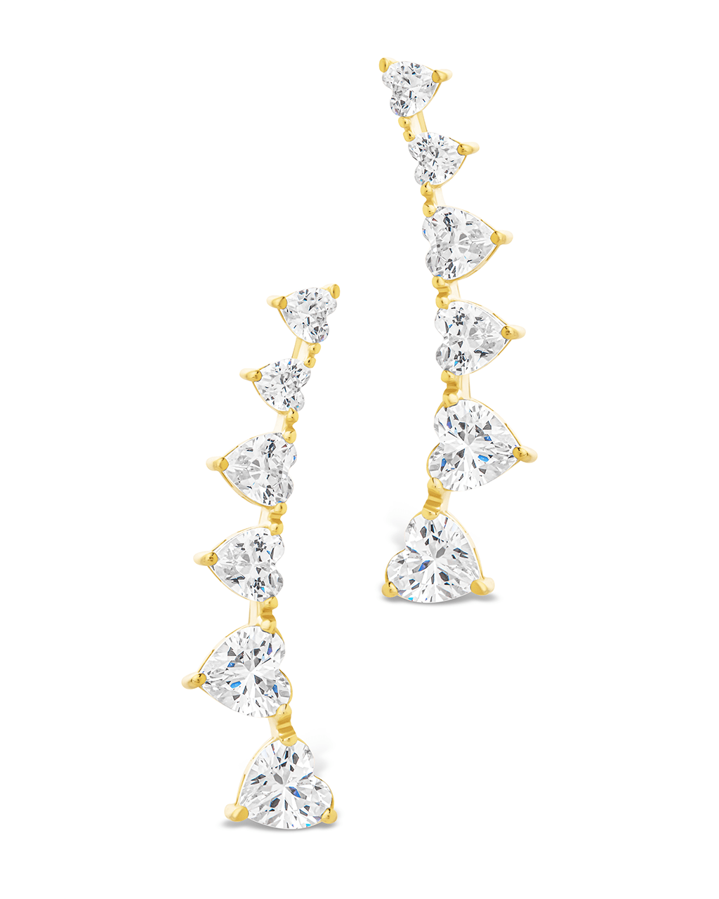 Sterling Silver Jillian CZ Heart Crawler Studs - Sterling Forever
