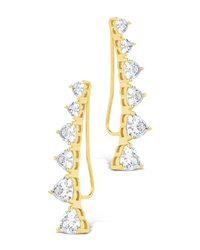 Sterling Silver Jillian CZ Heart Crawler Studs - Sterling Forever