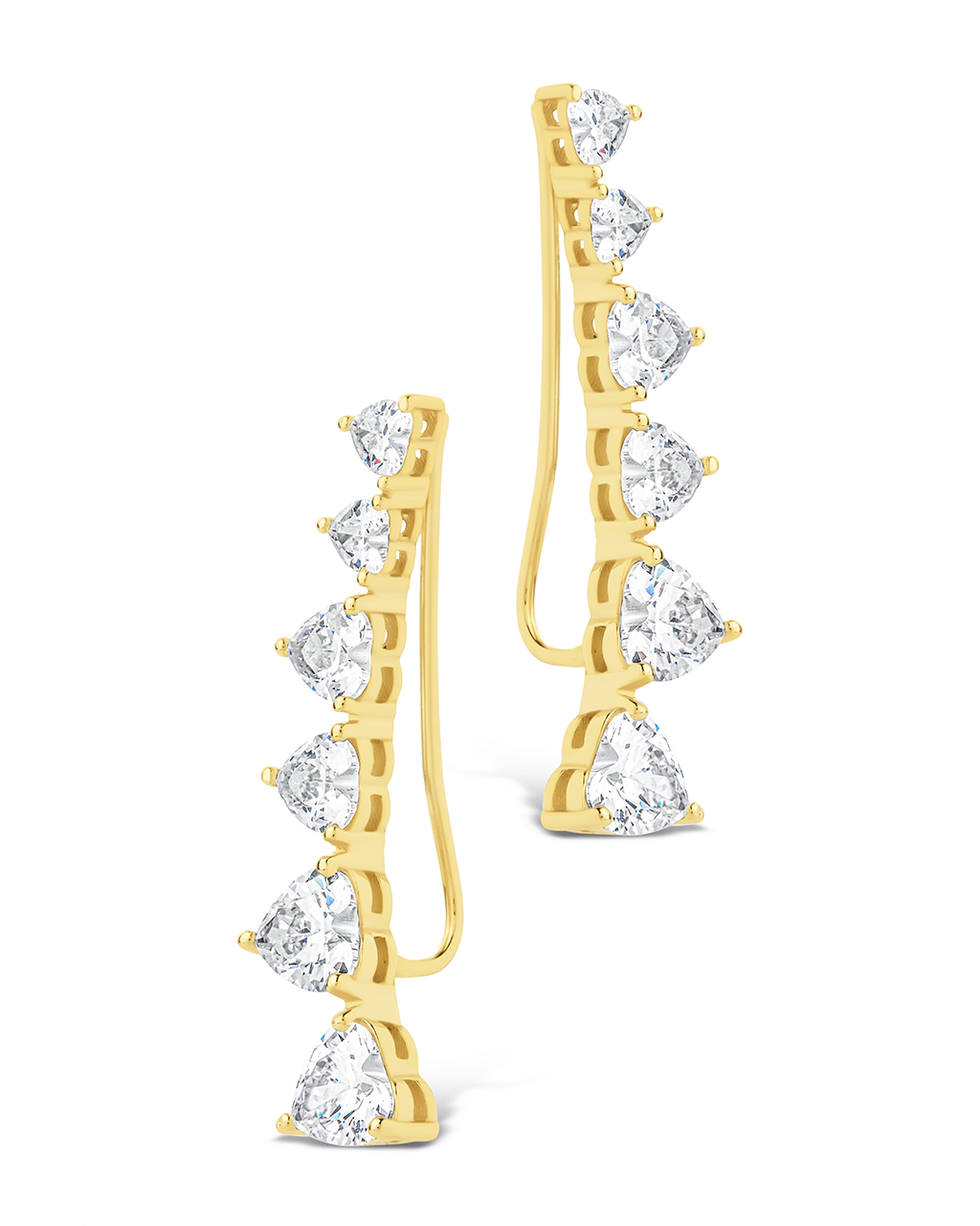 Sterling Silver Jillian CZ Heart Crawler Studs - Sterling Forever