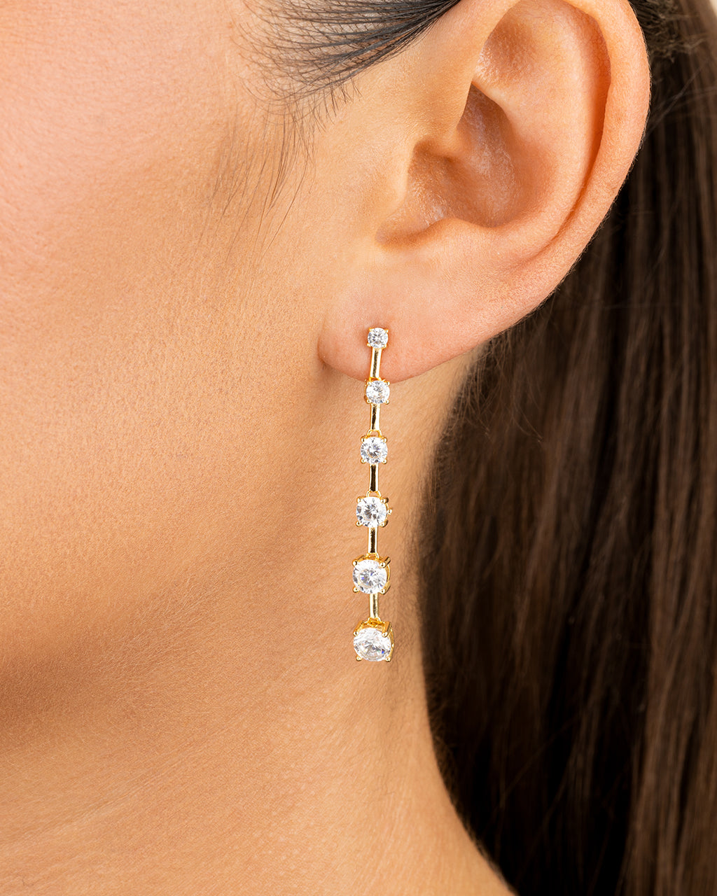 Sterling Silver Rue CZ Drop Earrings