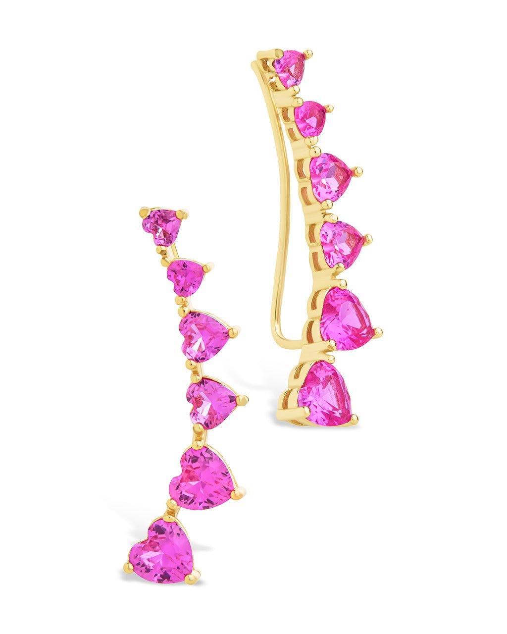 Sterling Silver Jillian CZ Heart Crawler Studs - Sterling Forever