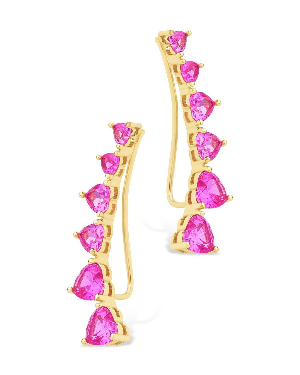 Sterling Silver Jillian CZ Heart Crawler Studs - Sterling Forever