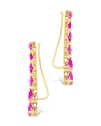 Sterling Silver Jillian CZ Heart Crawler Studs - Sterling Forever