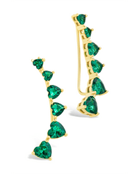 Sterling Silver Jillian CZ Heart Crawler Studs - Sterling Forever