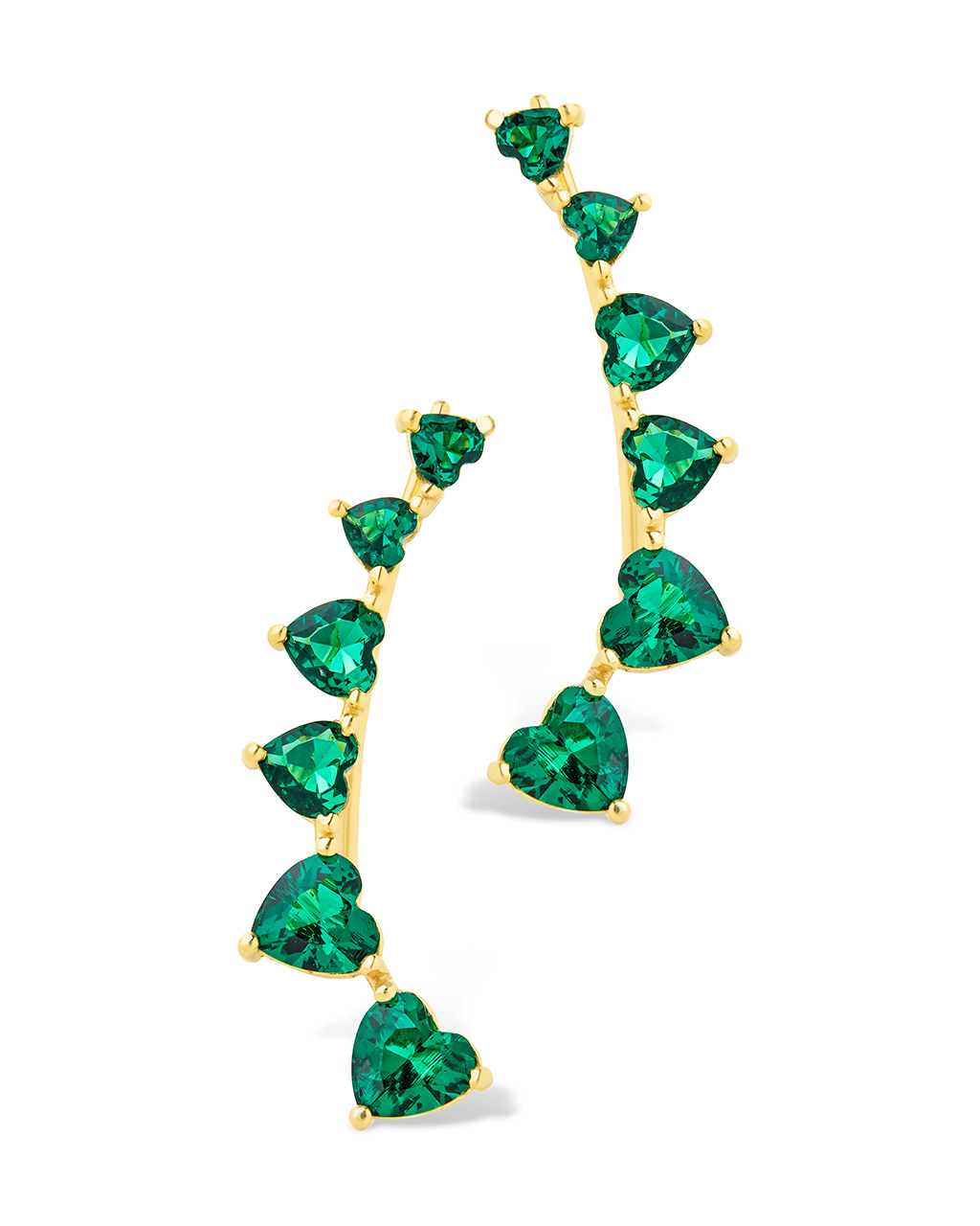 Sterling Silver Jillian CZ Heart Crawler Studs - Sterling Forever