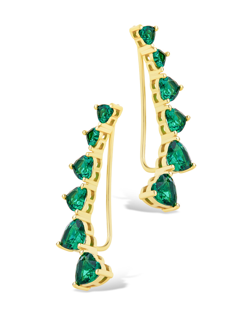 Sterling Silver Jillian CZ Heart Crawler Studs