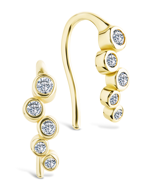 Sterling Silver Talia CZ Bezel Crawler Earrings