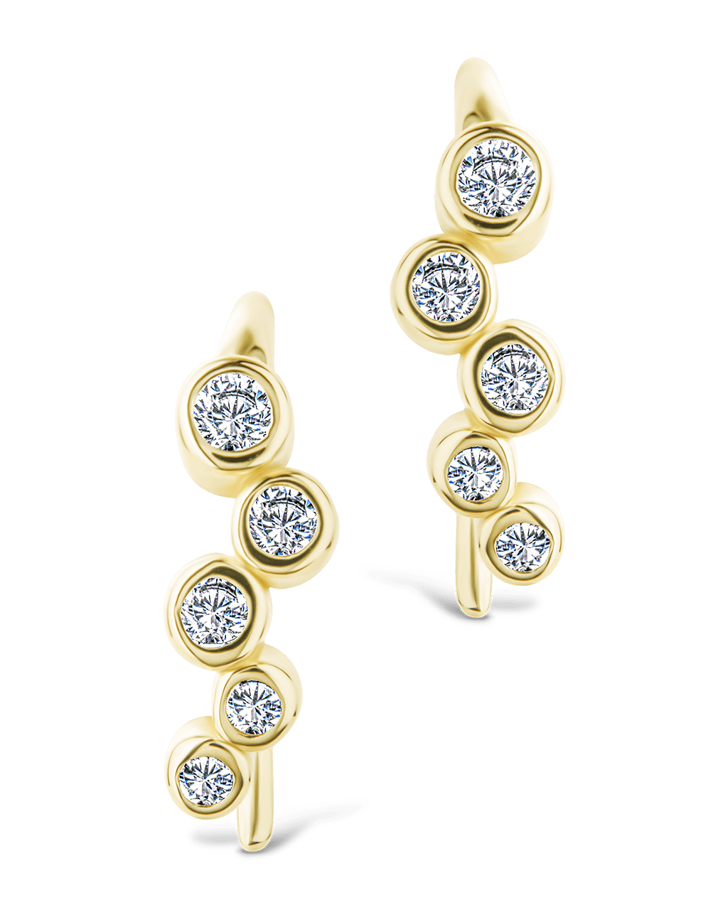 Sterling Silver Talia CZ Bezel Crawler Earrings - Sterling Forever